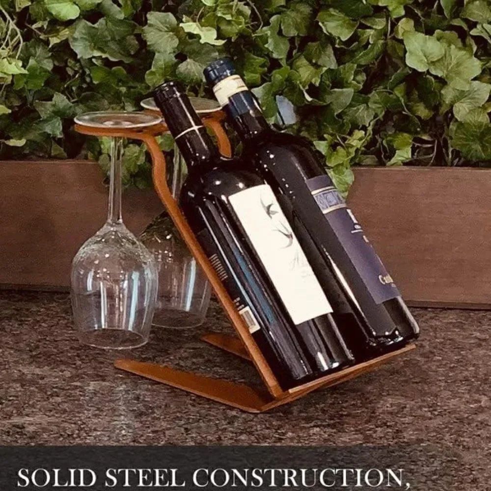 DI PRIMA USA Wine Rack Freestanding Tabletop Solid Steel Brown Made in Italy